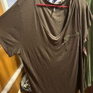Men's Brown V-Neck Shirt